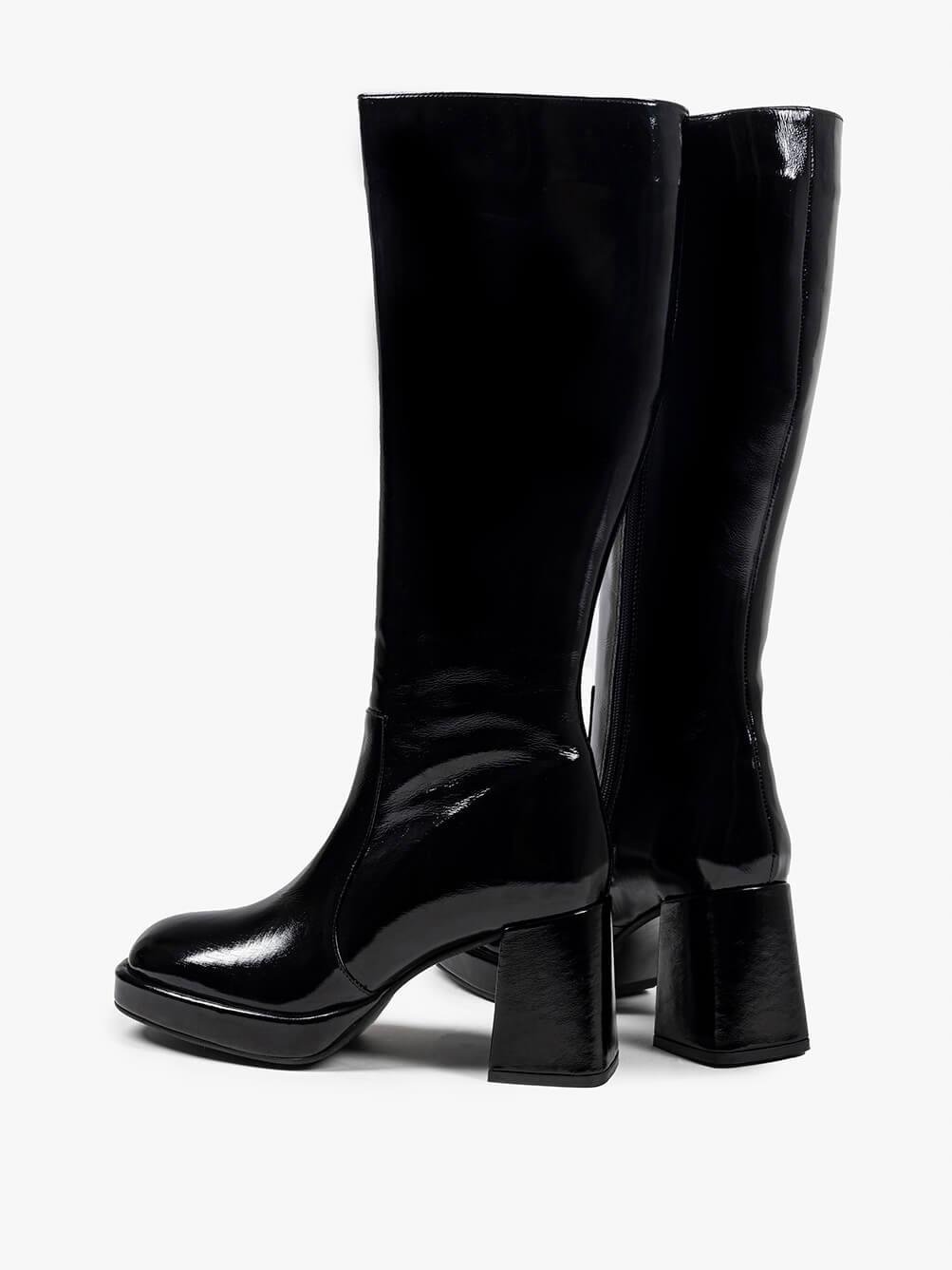 Luxury Stiletto Siyah Deri Çizme